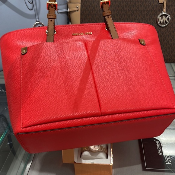 MICHAEL KORS JET SET TRAVEL MEDIUM DOUBLE POCKET TOTE NON-LEATHER VEGAN 
NWT - Picture 3 of 16